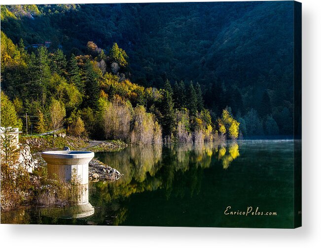 Lago Acrylic Print featuring the photograph AUTUNNO Alba sul lago - AUTUMN Lake dawn 9652 by Enrico Pelos