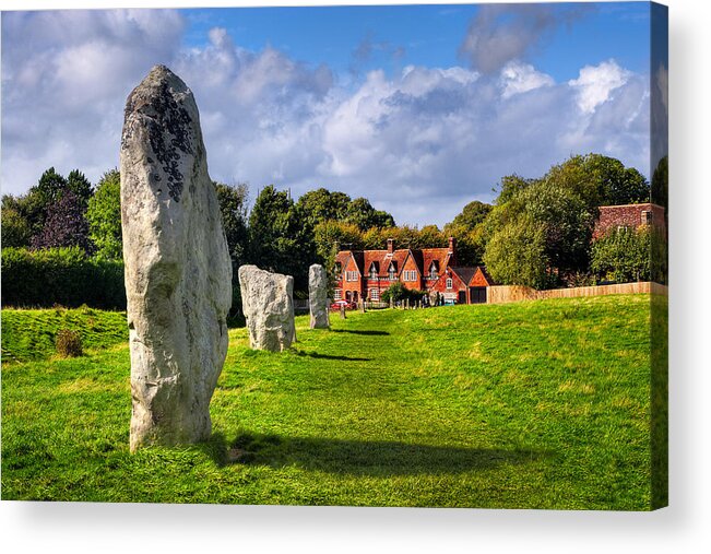 Neolithic Henge Acrylic Print featuring the photograph Avebury Village Amidst An Ancient Stone Circle by Mark Tisdale
