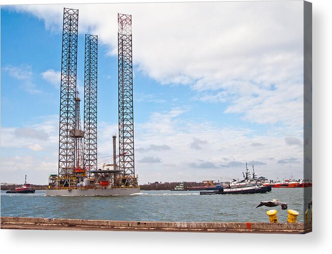 Oil Rig Acrylic Print featuring the photograph Back to work by John Collins
