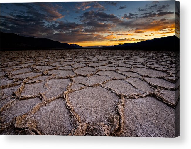 Sunset Acrylic Print featuring the photograph Badwater Sunset by Brian Bonham