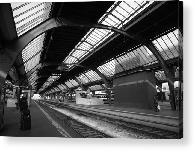Bahnhof Acrylic Print featuring the photograph Bahnhof Zurich by Shirley Radabaugh