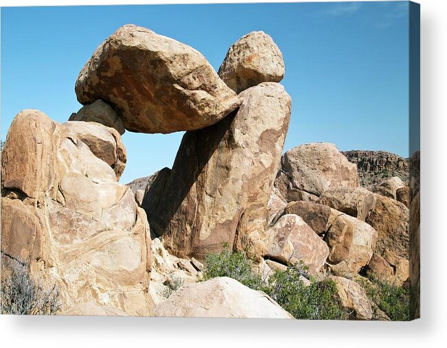Arid Acrylic Print featuring the photograph Balancing Rocks by Bob Gibbons/science Photo Library