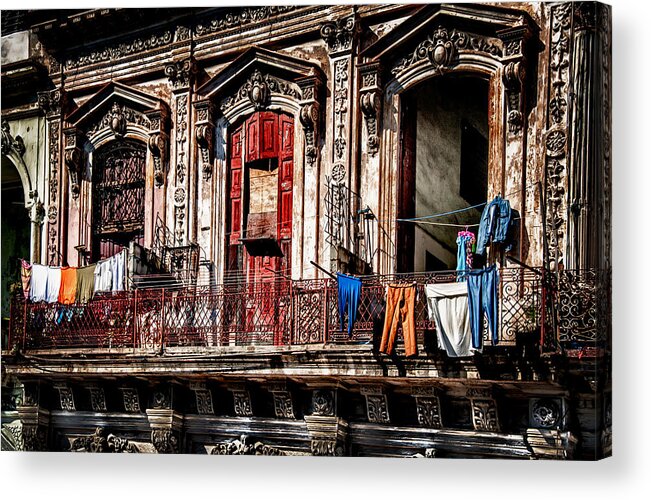  Cuba Acrylic Print featuring the photograph Balcony in Old Havana by Patrick Boening