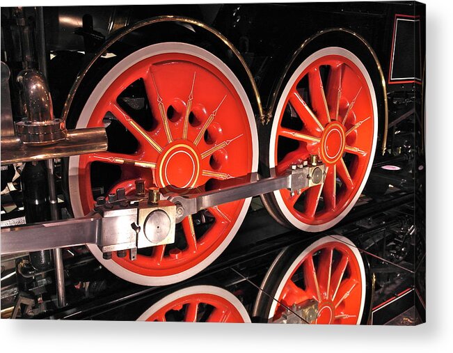 Baldwin Locomotive Works Acrylic Print featuring the photograph Virginia and Truckee No 13 Baldwin Locomotive Works Philadelphia Engine Wheel Detail by Michele Myers