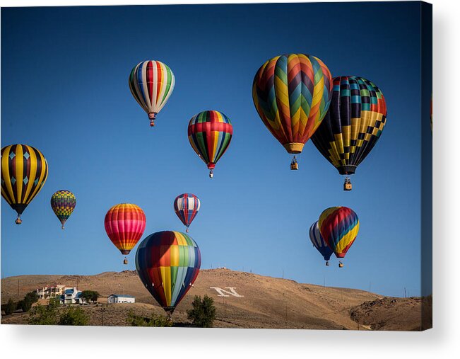 Reno Nevada Acrylic Print featuring the photograph Balloons over Northern Nevada by Janis Knight