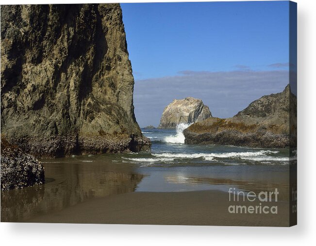 Oregon Coast Acrylic Print featuring the photograph Bandon Rocks One  Oregon Coast Series by Daniel Ryan
