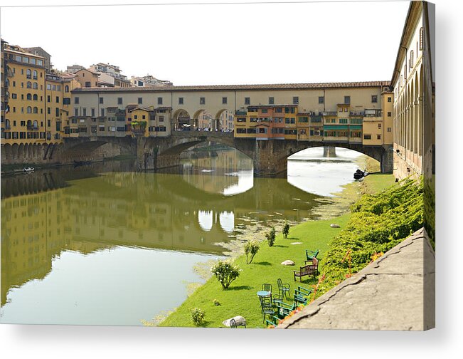 Florence Acrylic Print featuring the photograph Bank of the Arno by Harold Piskiel