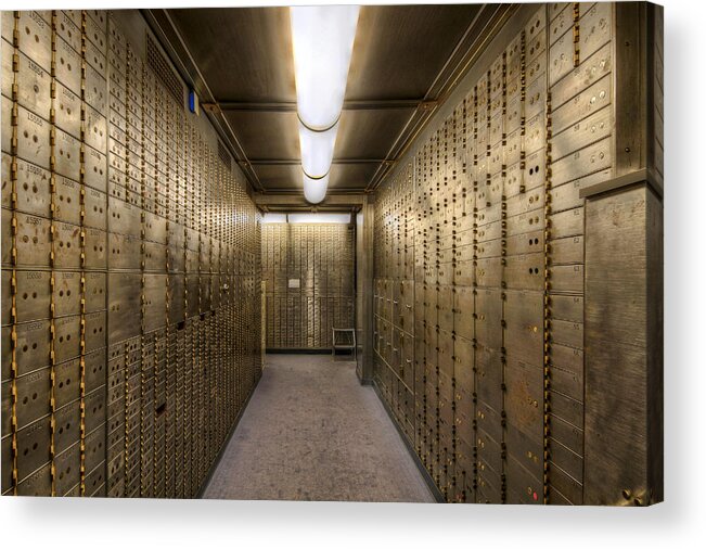 Bank Acrylic Print featuring the photograph Bank Safe Deposit Boxes by David Gn