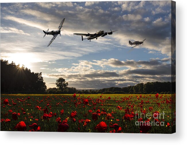 Avro Lancaster Acrylic Print featuring the digital art Battle of Britain Poppy Pride by Airpower Art