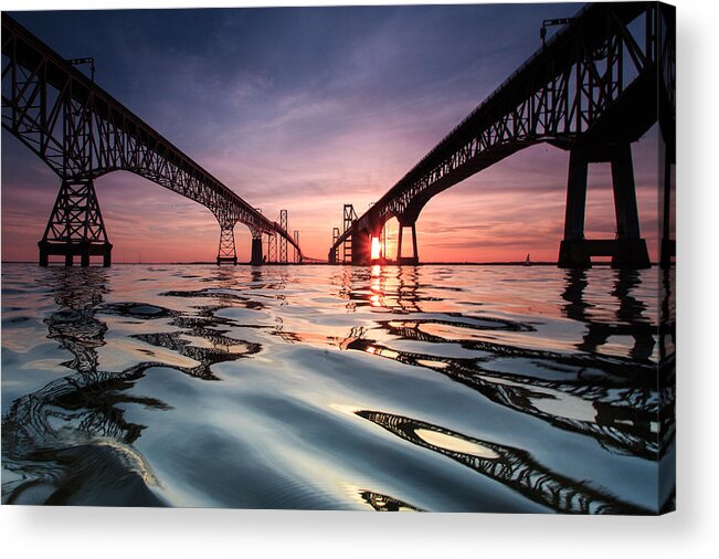 Bay Bridge Acrylic Print featuring the photograph Bay Bridge Reflections by Jennifer Casey