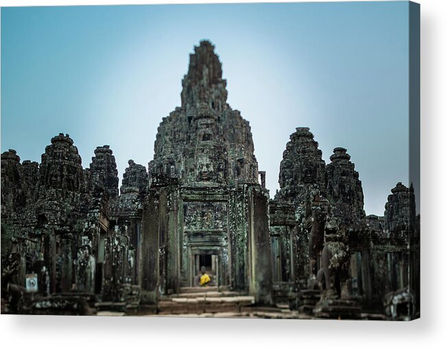 Tranquility Acrylic Print featuring the photograph Bayon Temple And Buddhist Statue by © Francois Marclay