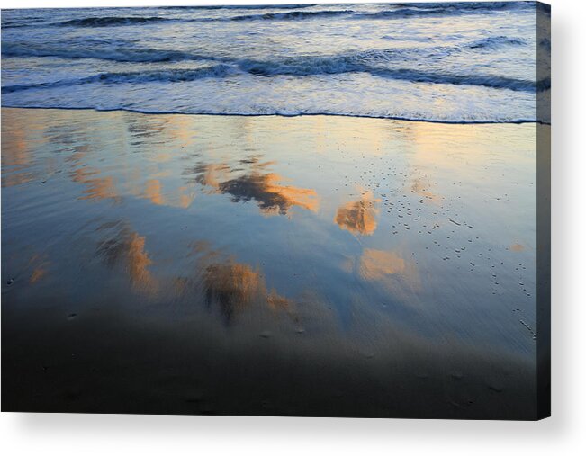 535706 Acrylic Print featuring the photograph Beach Clouds Reflected At Sunset Texel by Duncan Usher
