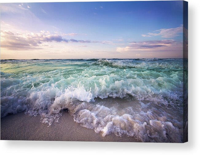 Tranquility Acrylic Print featuring the photograph Beach Waves by Malcolm Macgregor