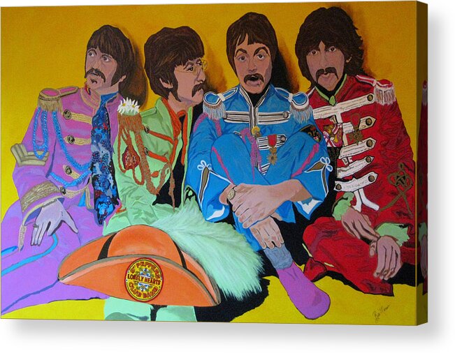 Beatles Acrylic Print featuring the painting Beatles-Lonely Hearts Club Band by Bill Manson