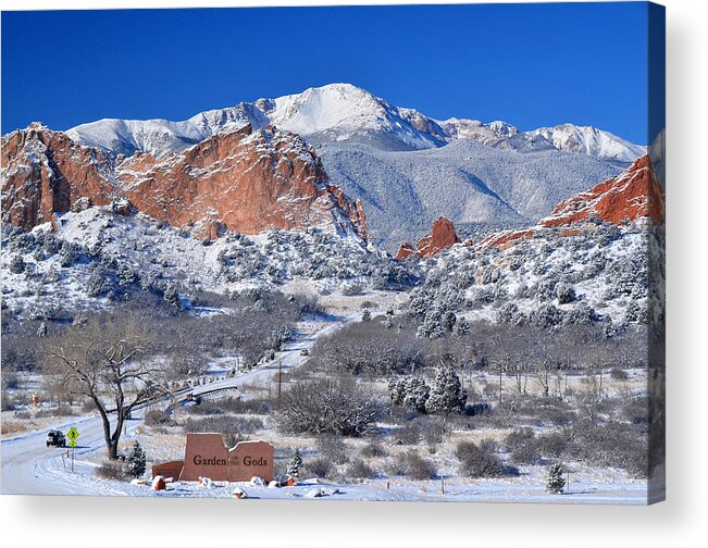 Colorado Acrylic Print featuring the photograph Beautiful Winter Garden of the Gods by John Hoffman