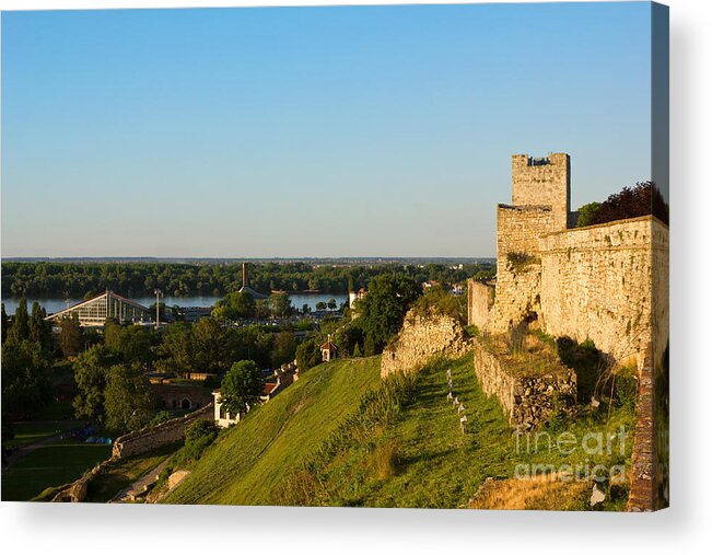 Hill Acrylic Print featuring the photograph Belgrade panoramic view toward Danube river by Kiril Stanchev