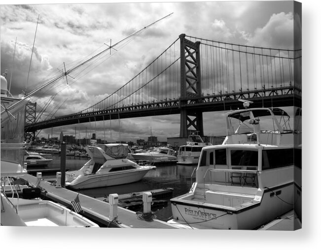 Ben Franklin Bridge Acrylic Print featuring the photograph Ben Franklin Bridge by Dorin Adrian Berbier