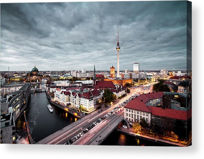 Berlin Acrylic Print featuring the photograph Berlin Aerial View by Philipp Götze