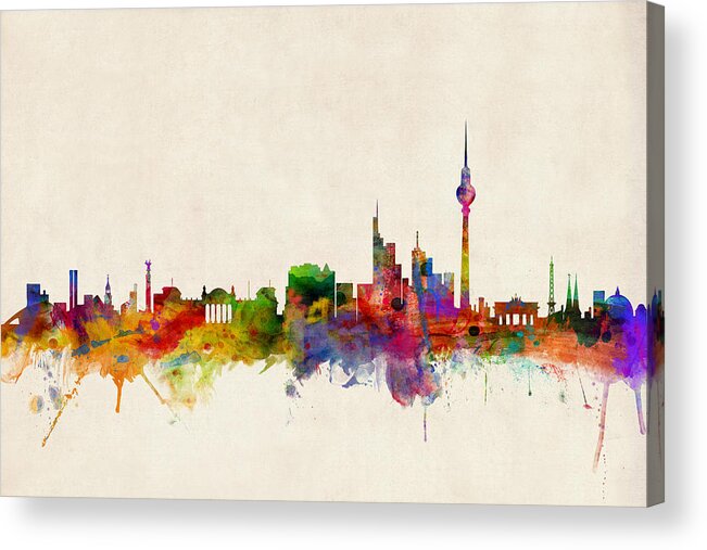City Skyline Acrylic Print featuring the digital art Berlin City Skyline by Michael Tompsett