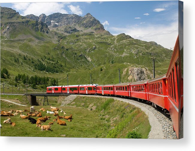 Curve Acrylic Print featuring the photograph Bernina Express by Patrickhutter