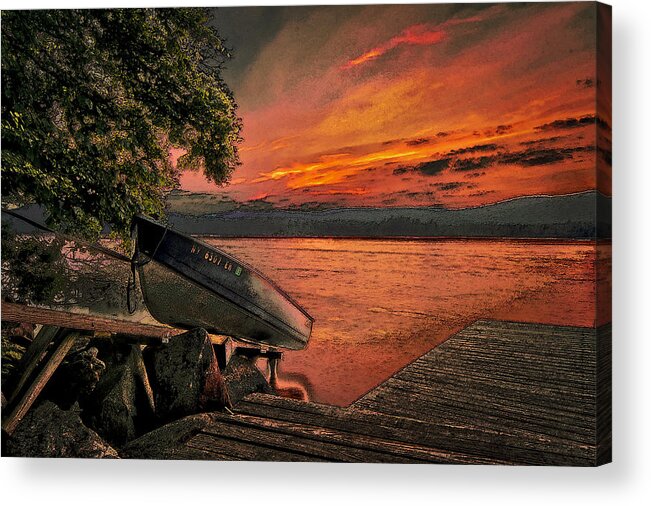 Sunset Acrylic Print featuring the photograph Big Moose Lake New York by Jim Painter