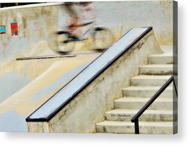 Bmx Bike Acrylic Print featuring the photograph Biking the Skateboard Park by Kae Cheatham