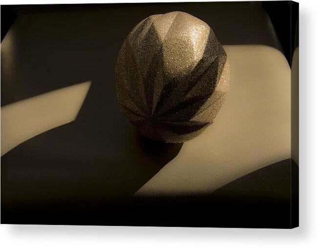 Gold & Black Ball Acrylic Print featuring the photograph Study of Shadows and Natural Light. by Renee Anderson