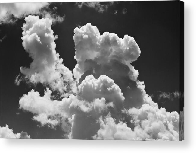 Black And White Acrylic Print featuring the photograph Black And white Sky With Building Storm Clouds by Keith Webber Jr