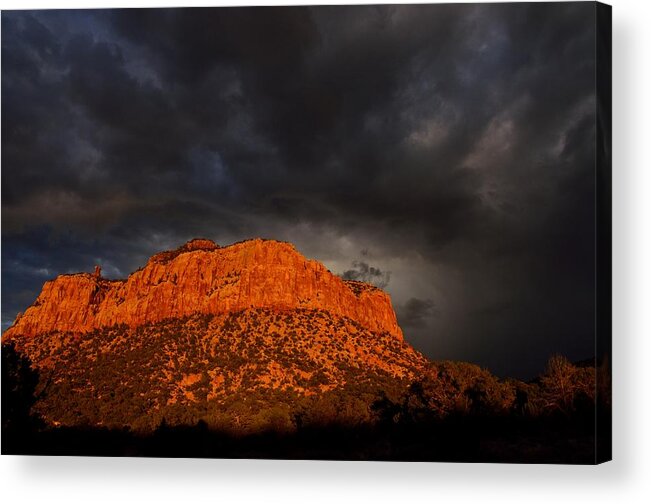 Utah Acrylic Print featuring the photograph Black Skies and Red Rock Sunset by Tranquil Light Photography