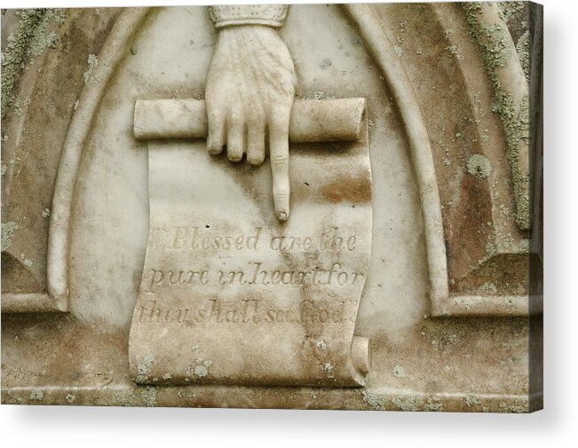 Gravestone Acrylic Print featuring the photograph Blessed are the pure in heart by Bradford Martin
