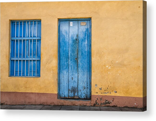 Cuba Acrylic Print featuring the photograph Blue door and window by Marzena Grabczynska Lorenc