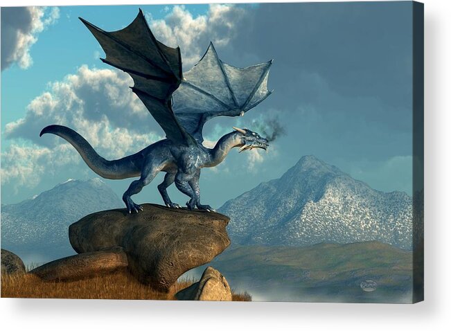 Blue Dragon Acrylic Print featuring the digital art Blue Dragon by Daniel Eskridge