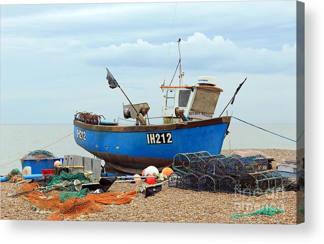 Blue Fishing Boat Acrylic Print featuring the photograph Blue Fishing Boat by Julia Gavin