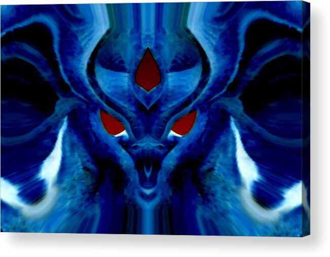 Abstract Acrylic Print featuring the digital art Blue Fox by Mary Russell