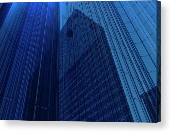 Outdoors Acrylic Print featuring the digital art Blue Glass Building by Mmdi