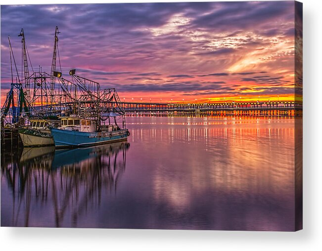 Blue Hour Acrylic Print featuring the photograph Blue hour meets Golden hour by Brian Wright