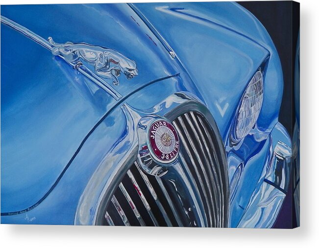 Blue Acrylic Print featuring the painting Vintage Blue Jag by Anna Ruzsan