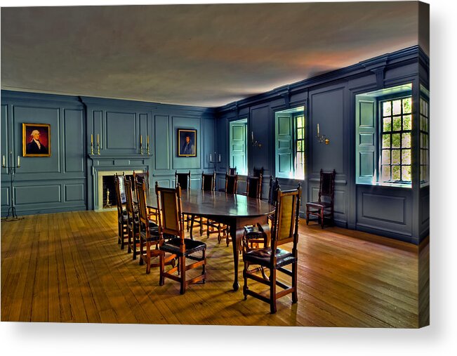 Williamsburg Acrylic Print featuring the photograph Blue Room Wren Building by Jerry Gammon