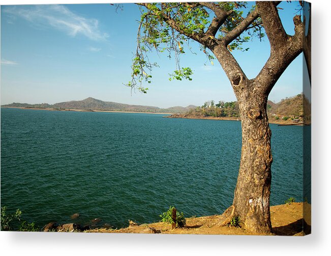 Tranquility Acrylic Print featuring the photograph Blue Water Of Massanjore Dam by Tapasbiswasphotography