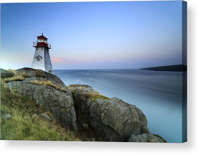 Feb0514 Acrylic Print featuring the photograph Boars Head Lighthouse At Dusk Bay by Scott Leslie