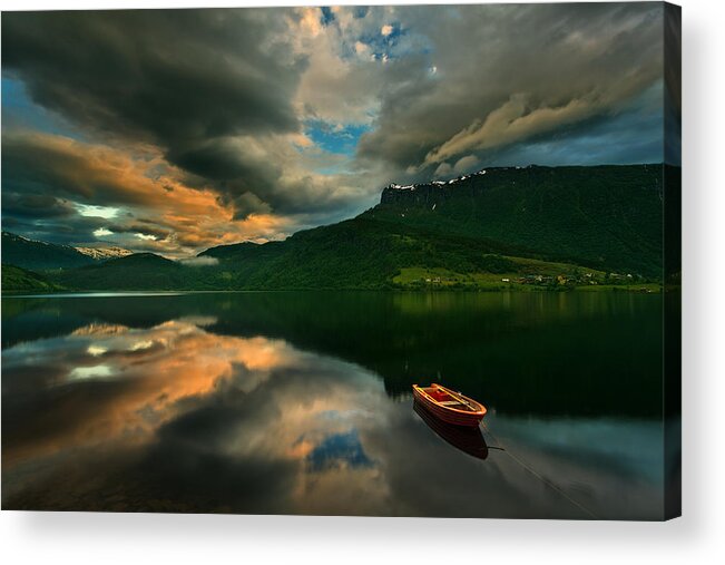 Lake Acrylic Print featuring the photograph Boat... by Krzysztof Browko