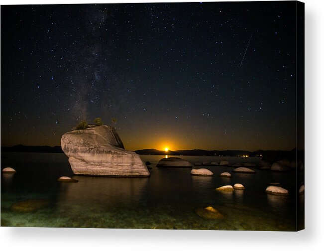 Astrophotography Acrylic Print featuring the photograph Bonsai Rock Lake Tahoe by Scott McGuire