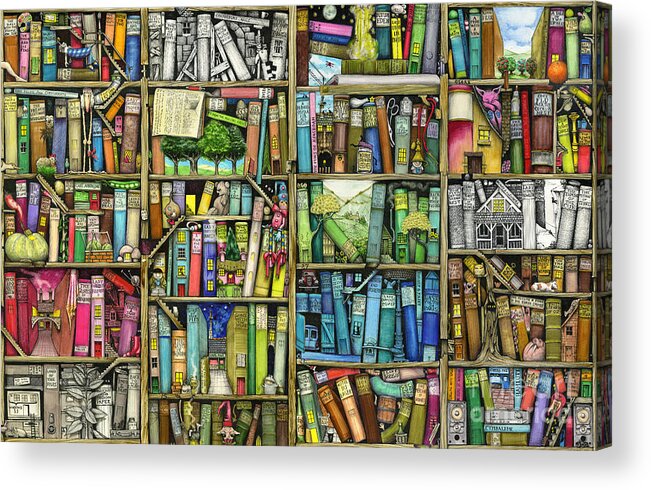 Colin Thompson Acrylic Print featuring the digital art Bookshelf by MGL Meiklejohn Graphics Licensing