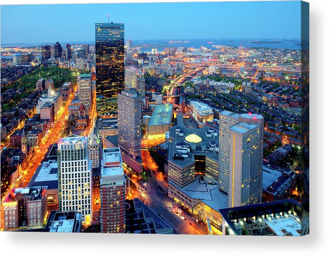 Tranquility Acrylic Print featuring the photograph Boston At Night by Tony Shi Photography