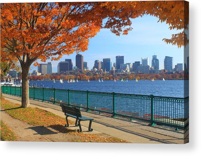 Boston Acrylic Print featuring the photograph Boston Charles River in Autumn by John Burk