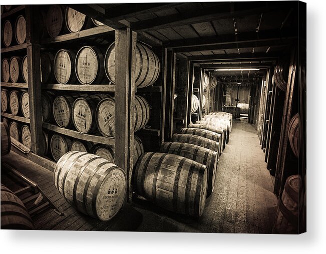 Bourbon Acrylic Print featuring the photograph Bourbon Barrels by Karen Varnas