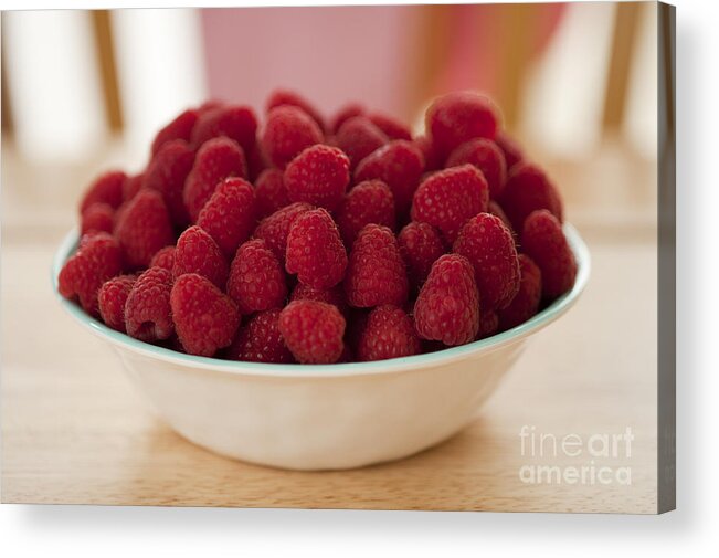 Abundance Acrylic Print featuring the photograph Bowl Of Raspberries On Table by Jim Corwin