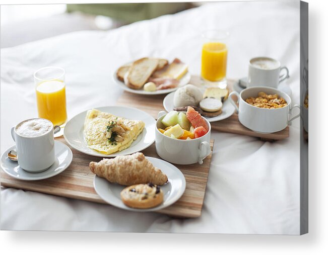 Breakfast Acrylic Print featuring the photograph Breakfast in bed by PhotoAlto/Gabriel Sanchez