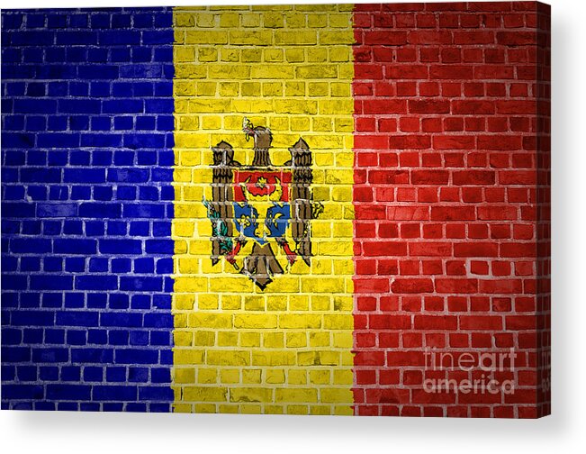 Moldova Acrylic Print featuring the digital art Brick Wall Moldova by Antony McAulay