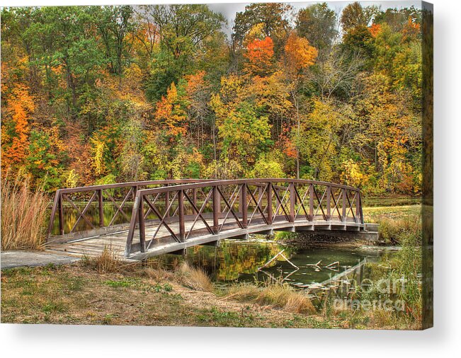 Bridge Acrylic Print featuring the photograph Bridge Amongst Autumn Colors by Jimmy Ostgard